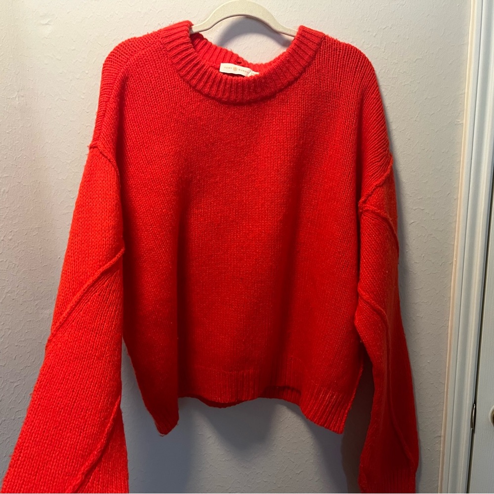 Tory Burch Knit Orange/Red Women's Sweater Christmas Holiday XL